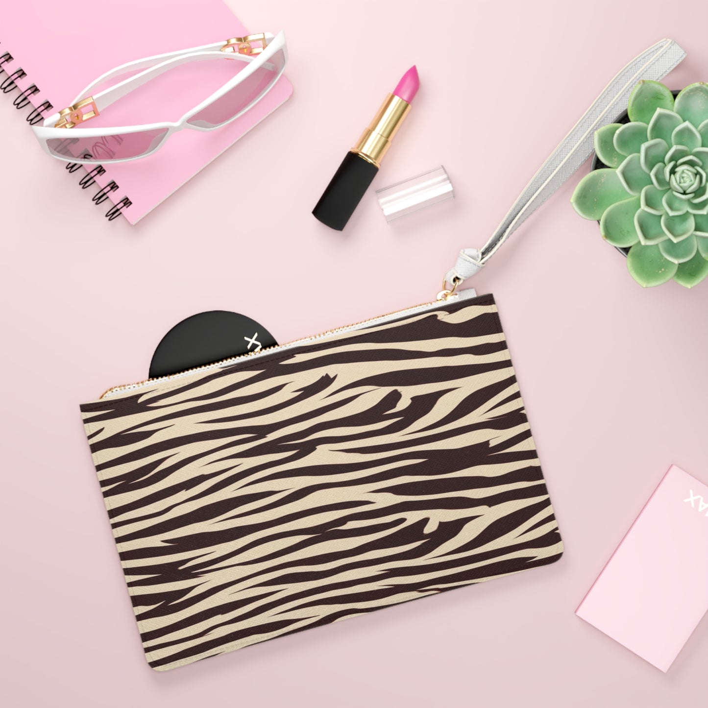 Brown Zebra Print Clutch Bag