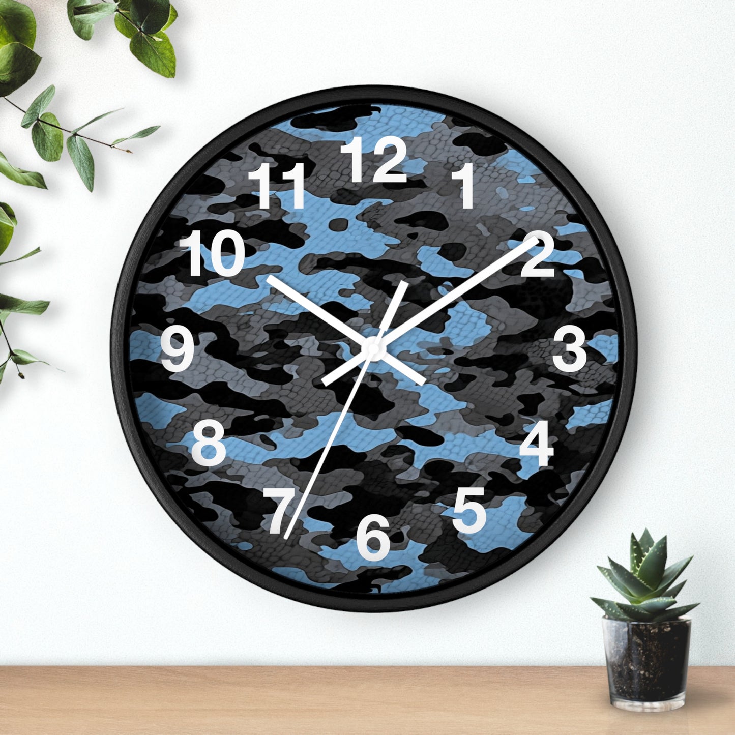Blue Camouflage Wall Clock