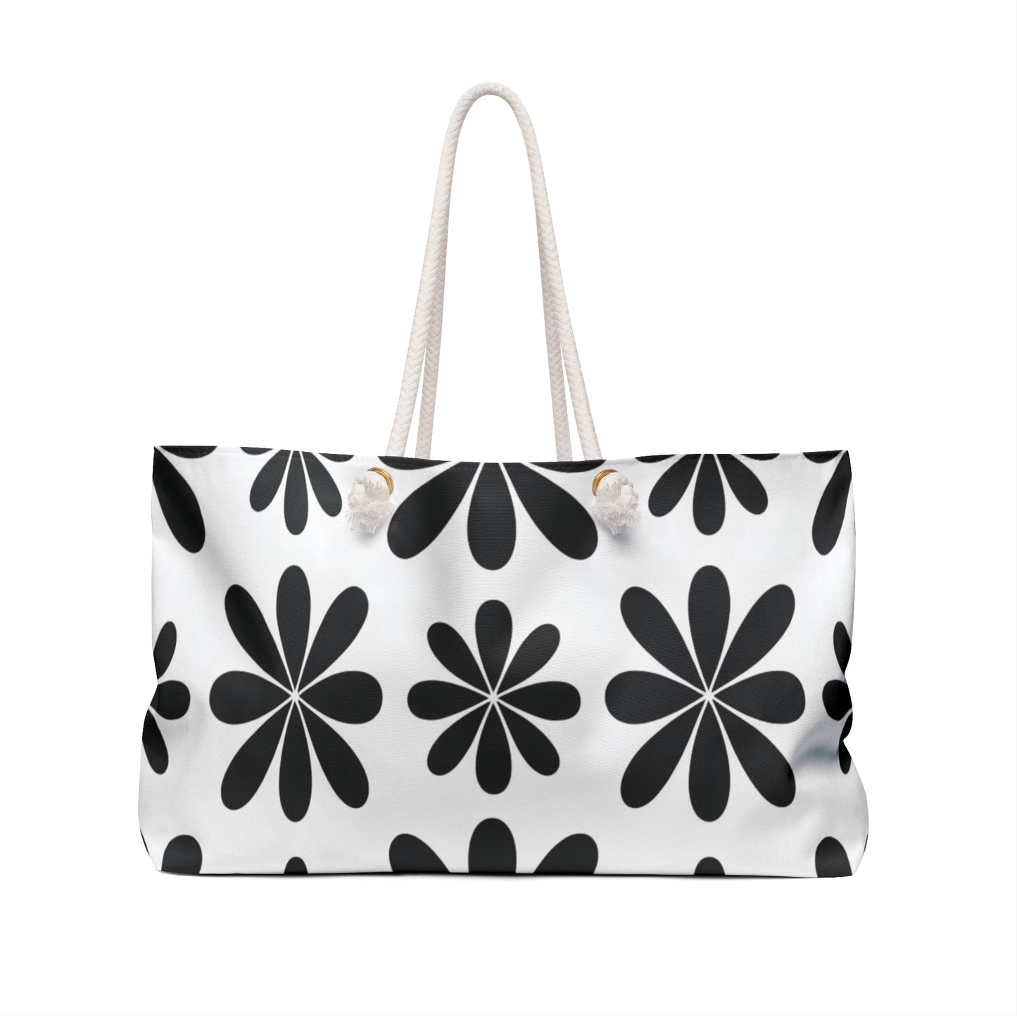 Chic Black and White Floral Tote
