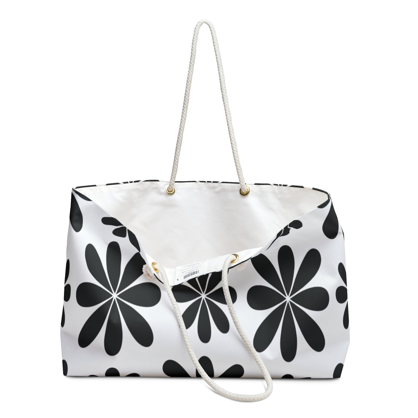 Chic Black and White Floral Tote