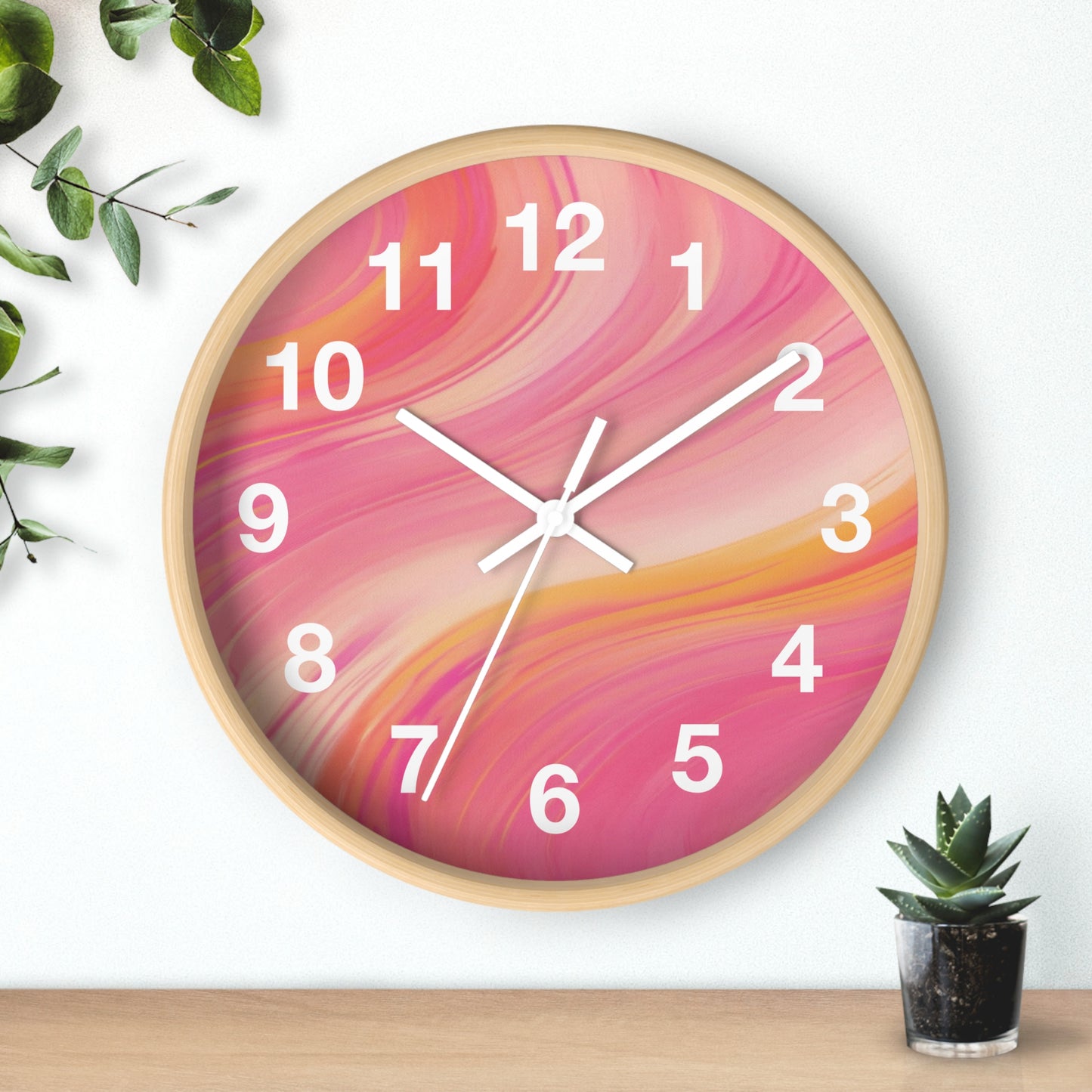 Modern Pink & Orange Gradient Wall Clock