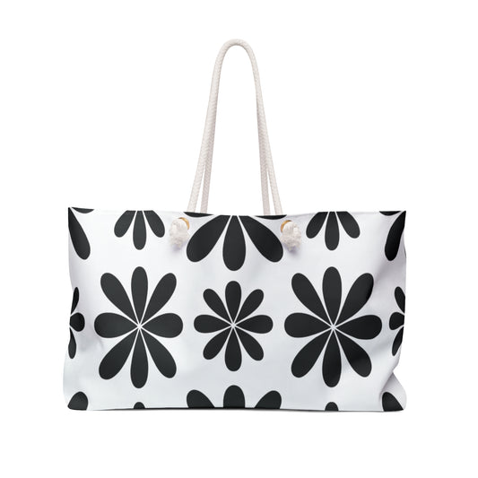 Chic Black and White Floral Tote