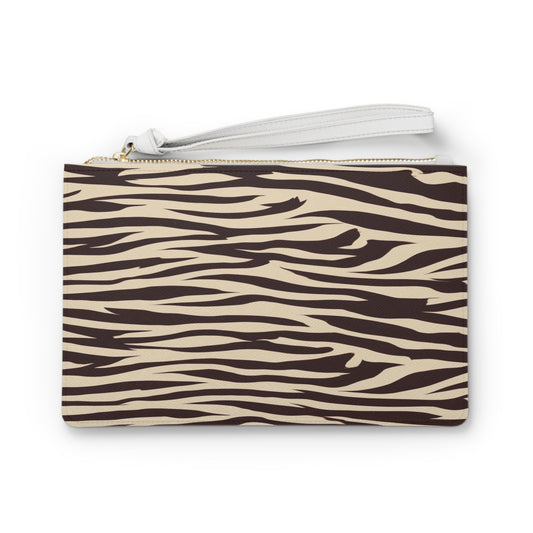 Brown Zebra Print Clutch Bag
