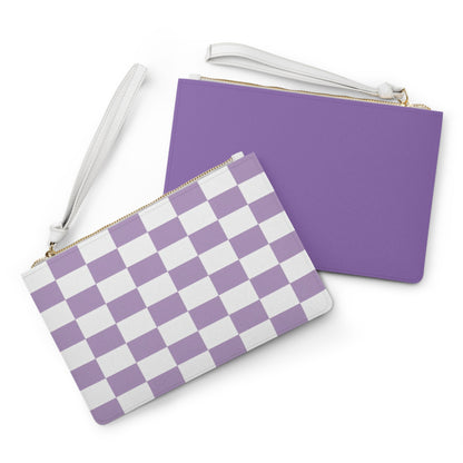 Purple Checkered Mini Clutch Bag