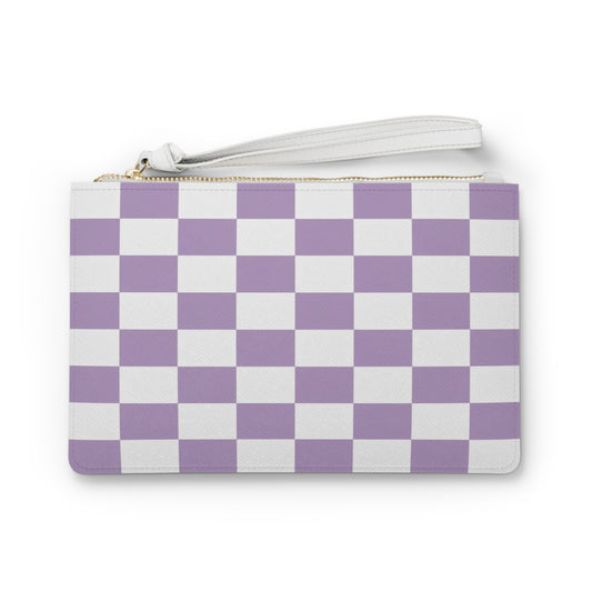 Purple Checkered Mini Clutch Bag
