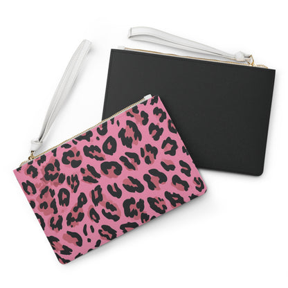 Pink Leopard Print Clutch Bag