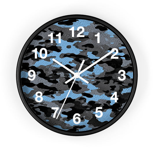 Blue Camouflage Wall Clock