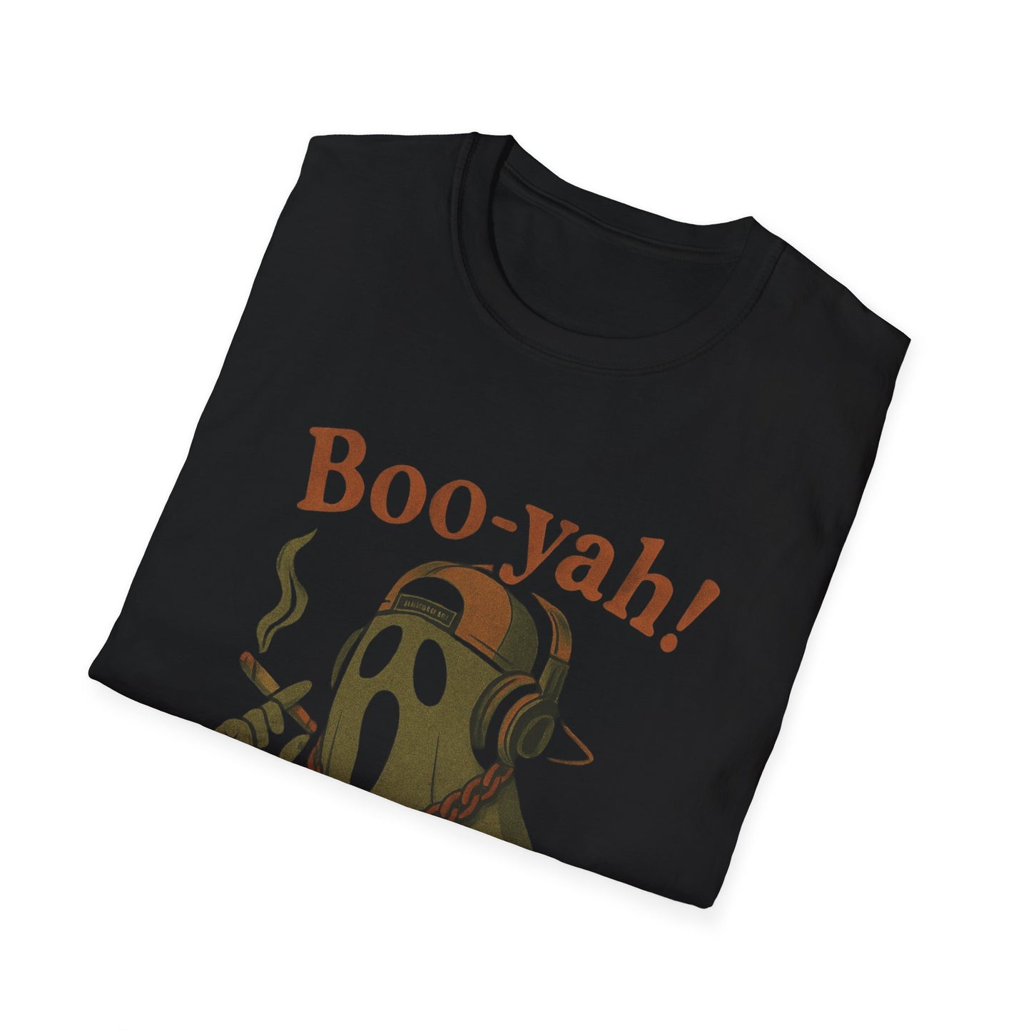 Boo-yah! Ghost Softstyle Tee for Him, Funny Halloween Tee, Spooky Outfit, Ghost Lover Gift, Casual Halloween Wear, Unique Graphic Tee