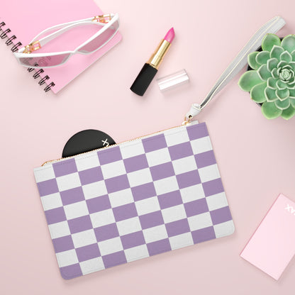 Purple Checkered Mini Clutch Bag