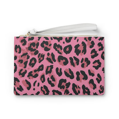 Pink Leopard Print Clutch Bag