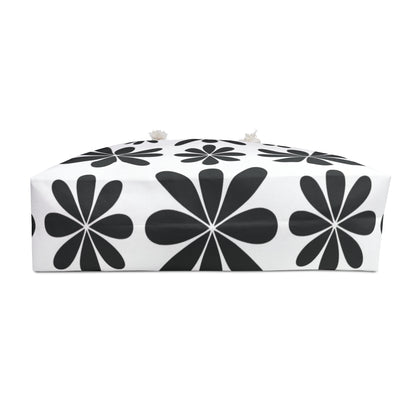 Chic Black and White Floral Tote