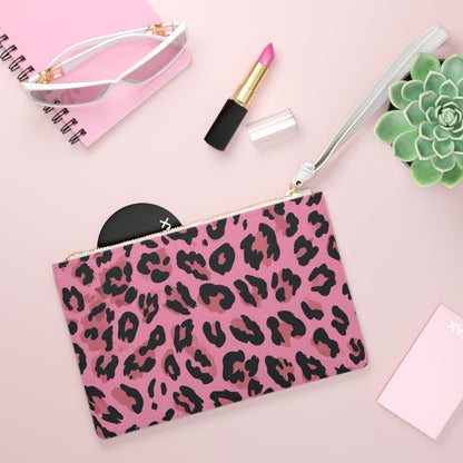 Pink Leopard Print Clutch Bag
