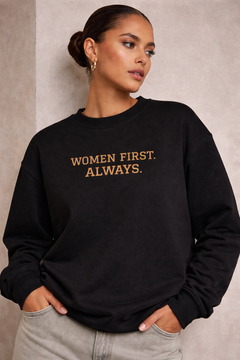WOMEN FIRST. ALWAYS. Embroidered Sweatshirt