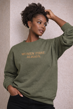 WOMEN FIRST. ALWAYS. Embroidered Sweatshirt