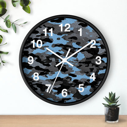 Blue Camouflage Wall Clock