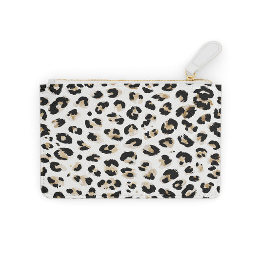 White Leopard Print Mini Clutch Bag