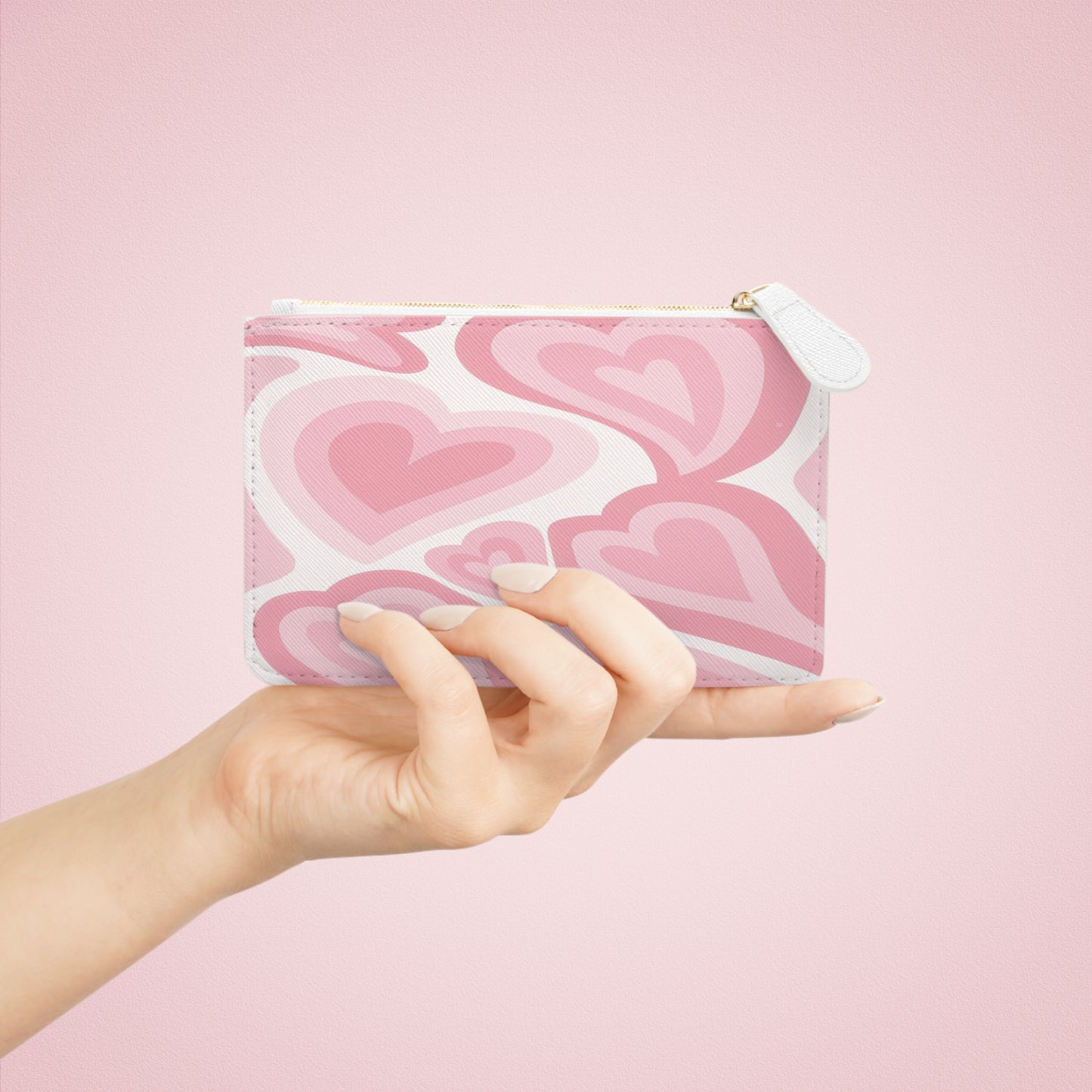 Romantic Hearts Faux Leather Mini Clutch Bag