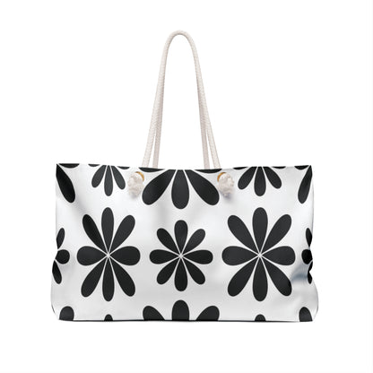 Chic Black and White Floral Tote