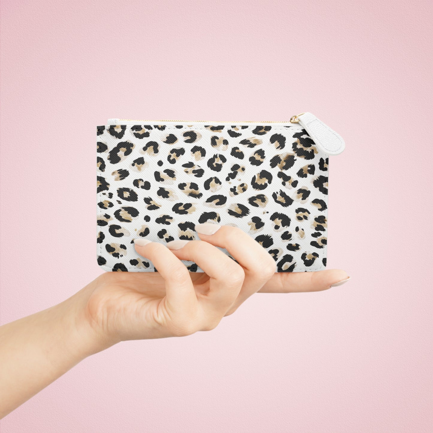 White Leopard Print Mini Clutch Bag