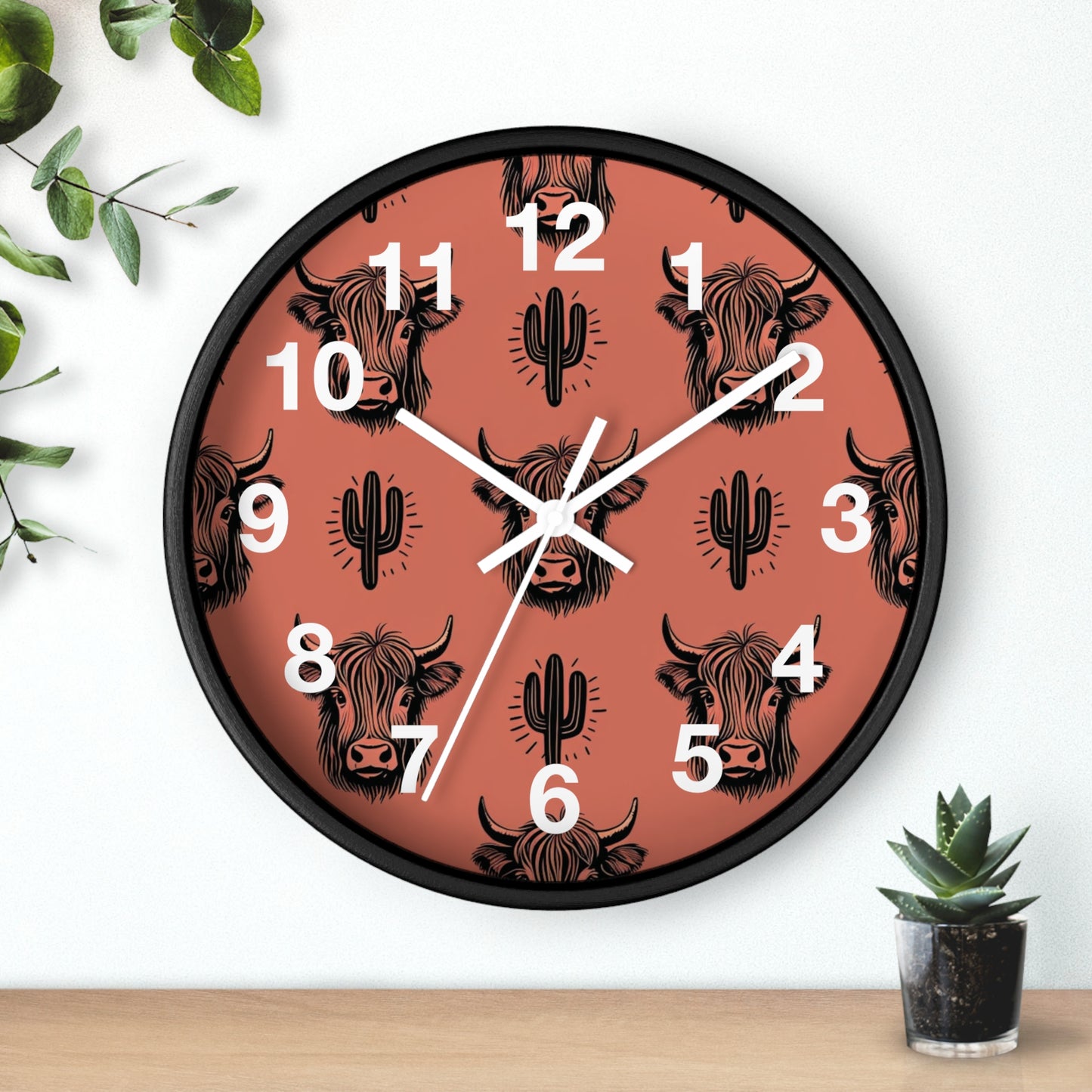 Rustic Cow Print Wall Clock