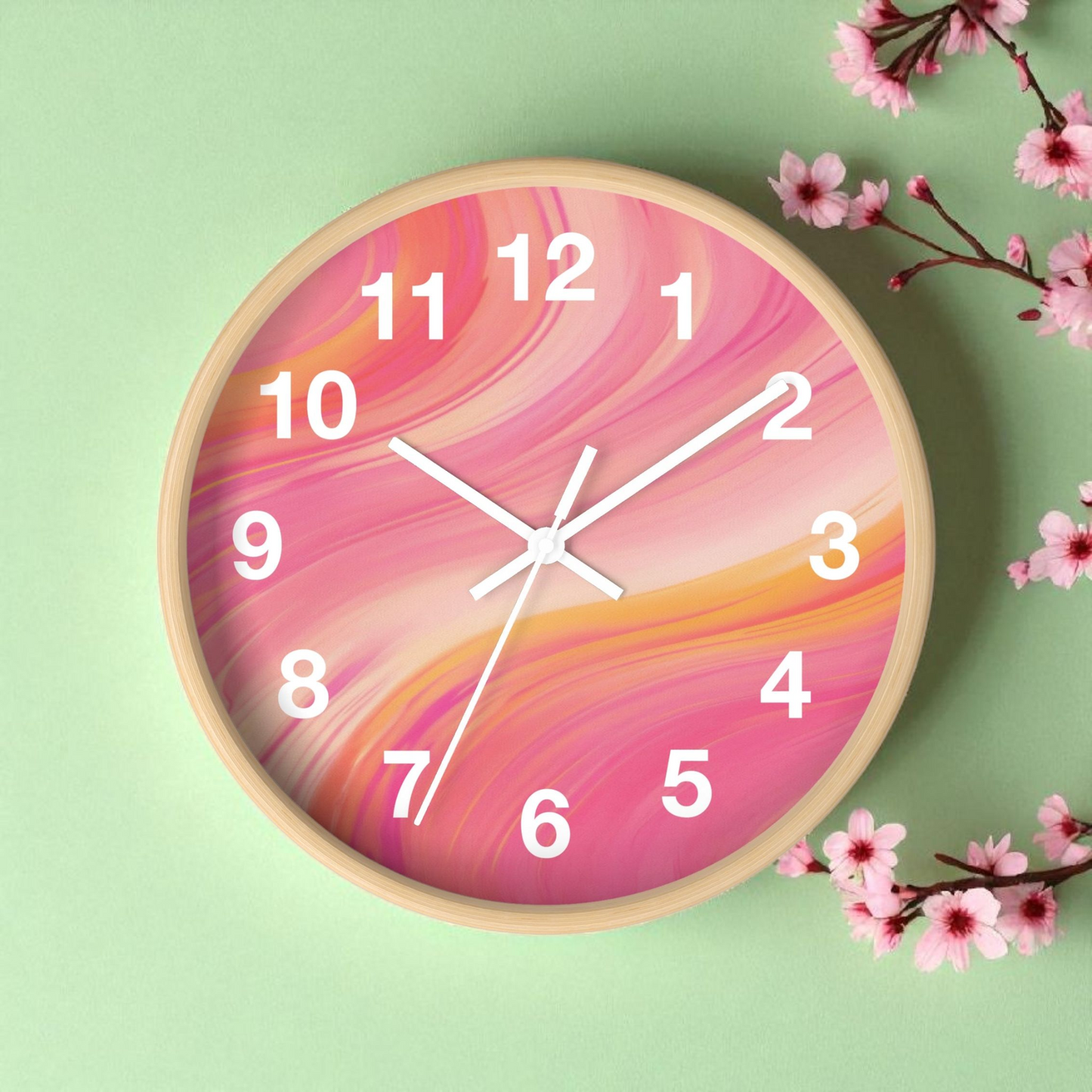 Modern Pink & Orange Gradient Wall Clock